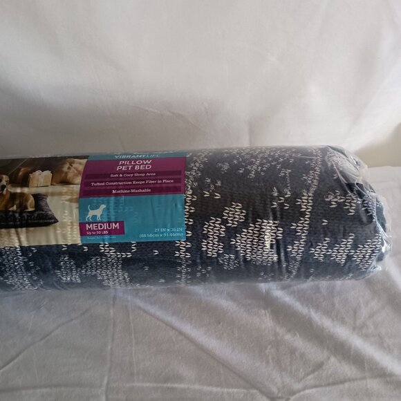 Vibrant Life Soft & Cozy Blue Pillow Pet Bed 27x36 Tufted Machine Washable NIP - Picture 16 of 16